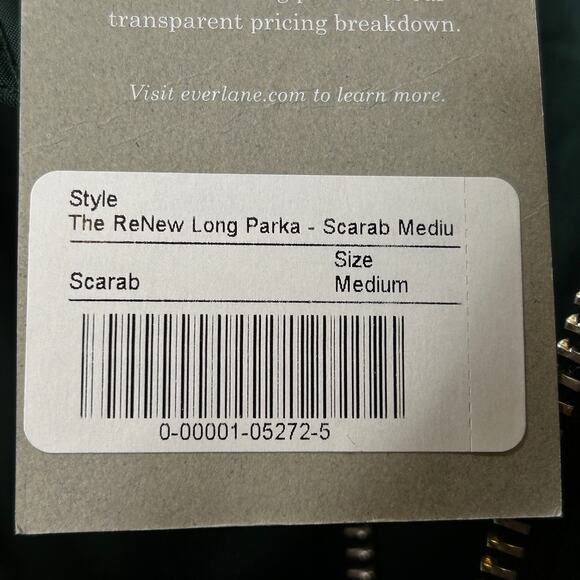 Everlane The ReNew Long Parka Coat Sacrab Green Men's Medium NWT Primaloft - Picture 15 of 16